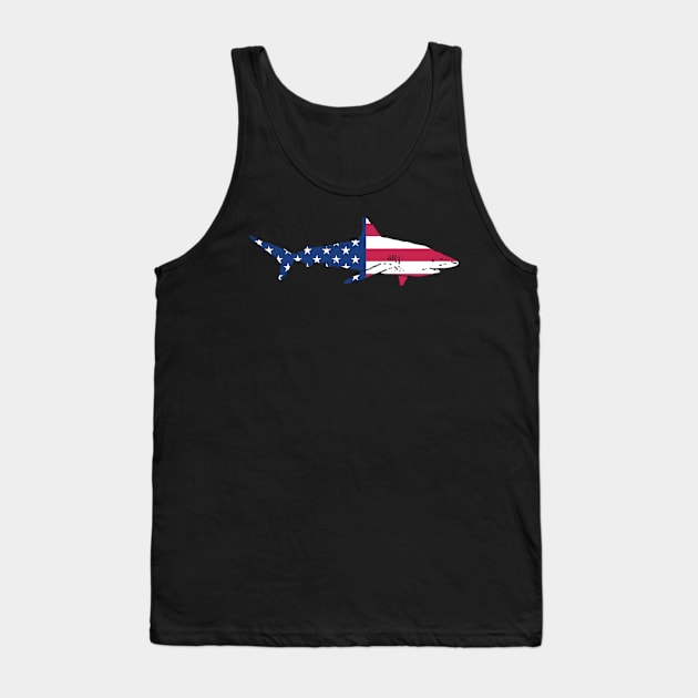 Patriotic Shark with the US Flag Tank Top by RJCatch